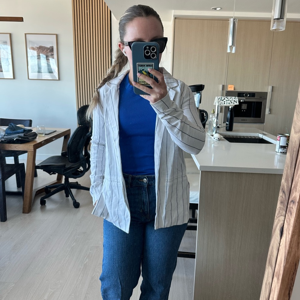 Striped Blazer - White and Blue